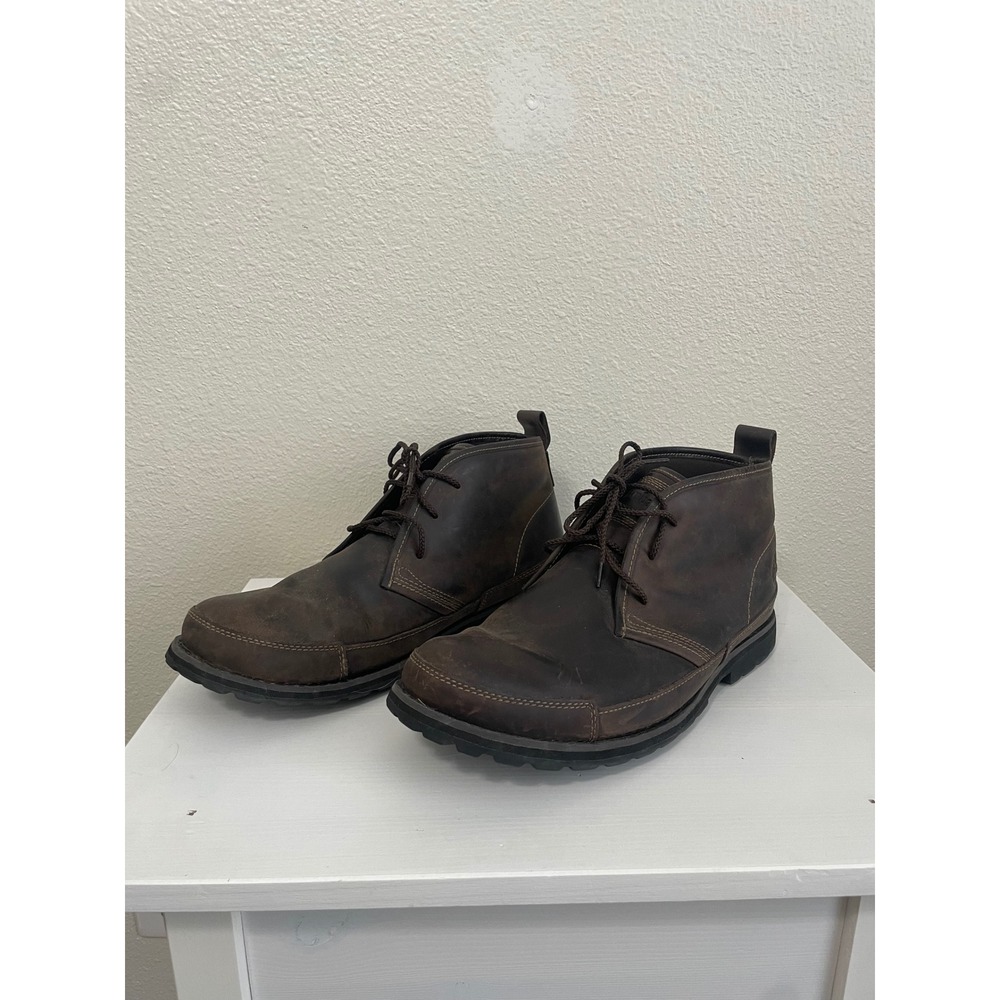 Timberland Chukka Boots Mens 10 Dark Brown Waterproof Leather Lace Up Rugged